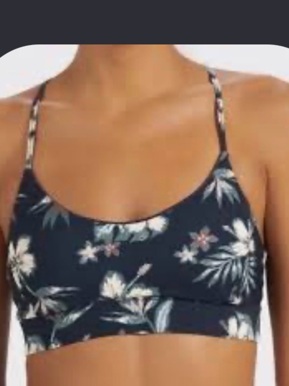 Vuori Oasis Bra in Ink Maui Tropical Floral Print EUC Size Small/Medium